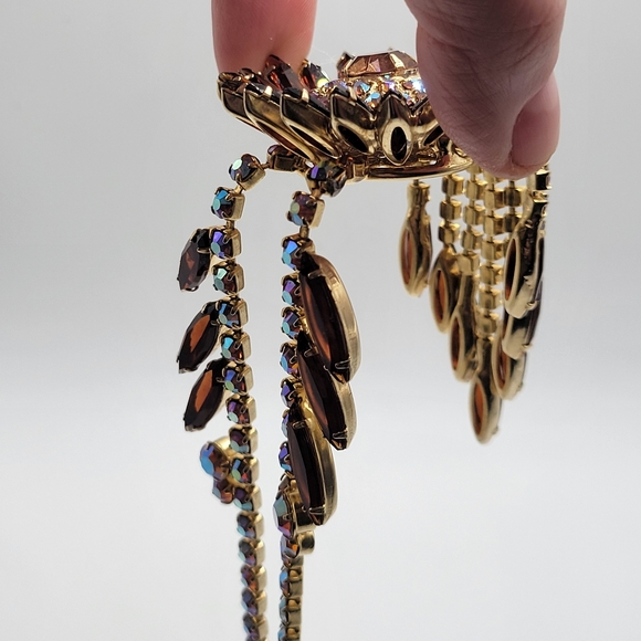 VTG Juliana Necklace | Amber/Topaz & AB Rhinestones | Verified | *AS IS* - Picture 5 of 12